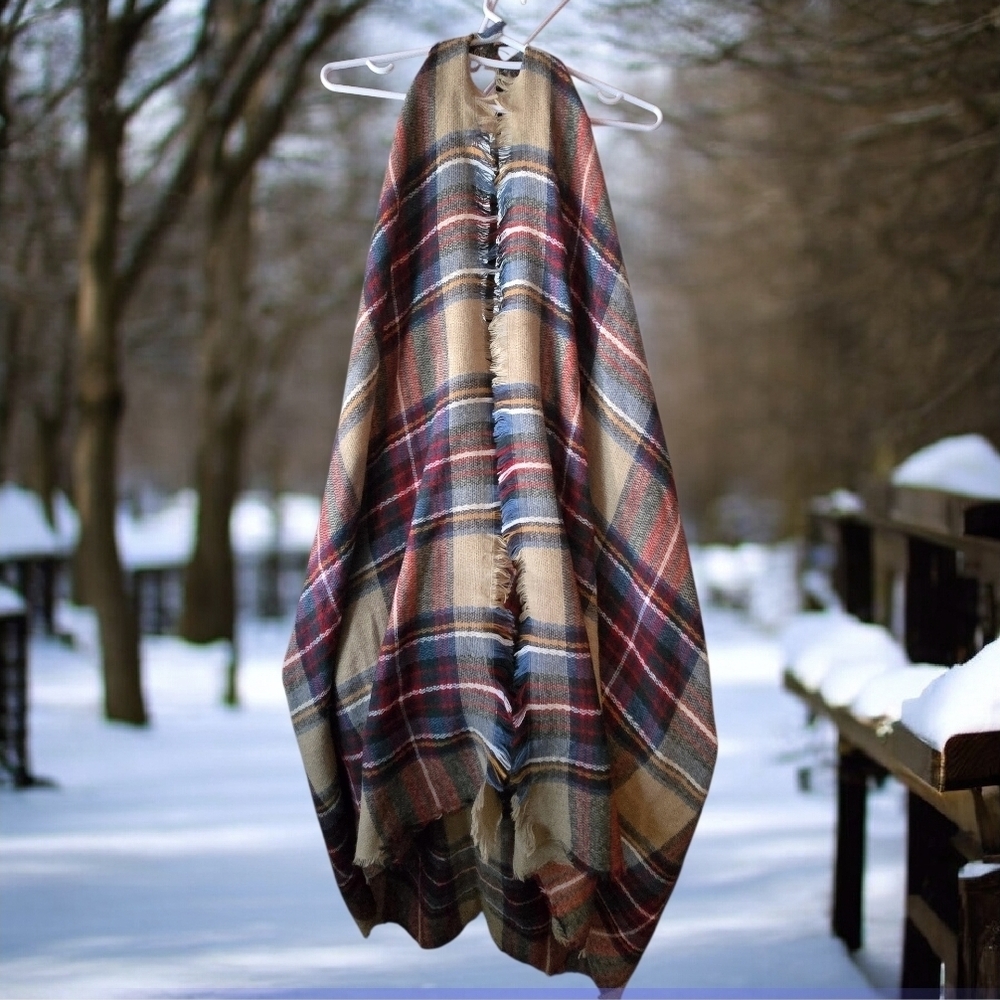 4/$15 Plaid Sleeveless Women's Scarf Vest Boho Winter Cottagecore - Picture 3 of 8